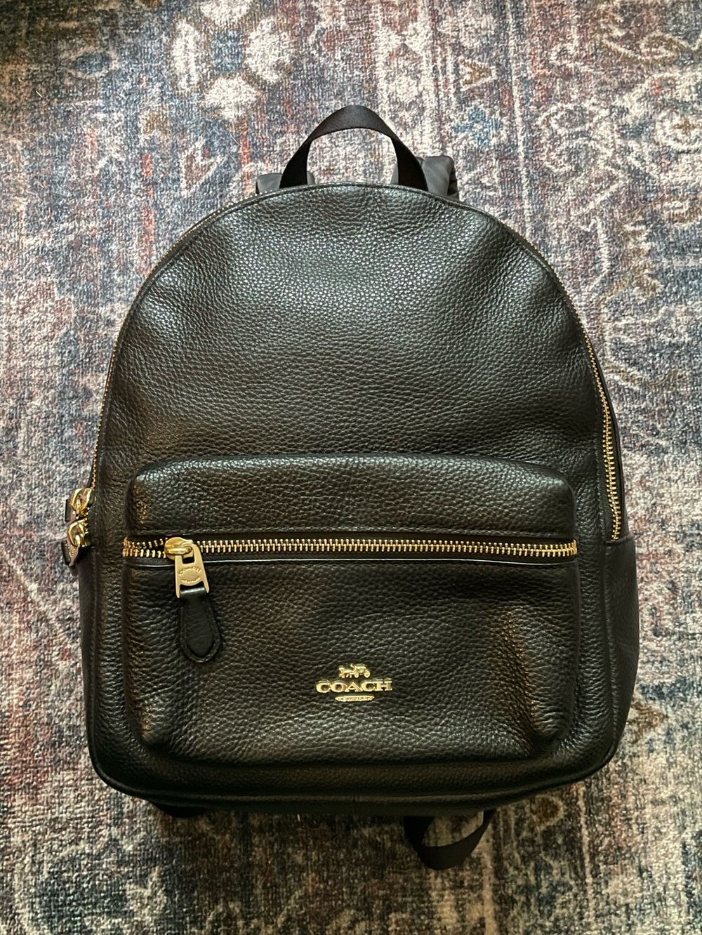 Coach Charlie Backpack Black Pebble Leather Good Condition Gold Hardware F30550